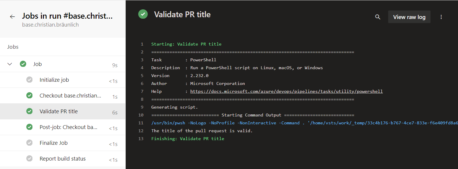 Azure DevOps Pipeline Task: PR title validation