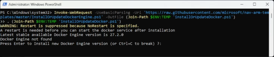 Execute the InstallOrUpdateDockerEngine.ps1 ends up in installing Docker Engine