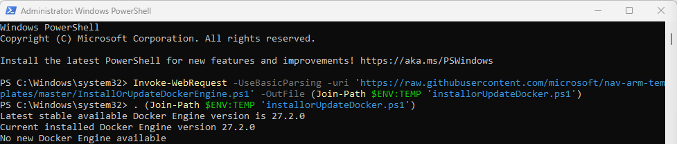 Execute the InstallOrUpdateDockerEngine.ps1 ends up in updating Docker Engine