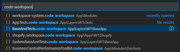 Navigate to the BaseAndTests.code-workspace file